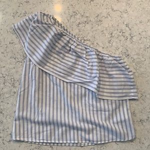 H&M Ruffle and Striped one shoulder top